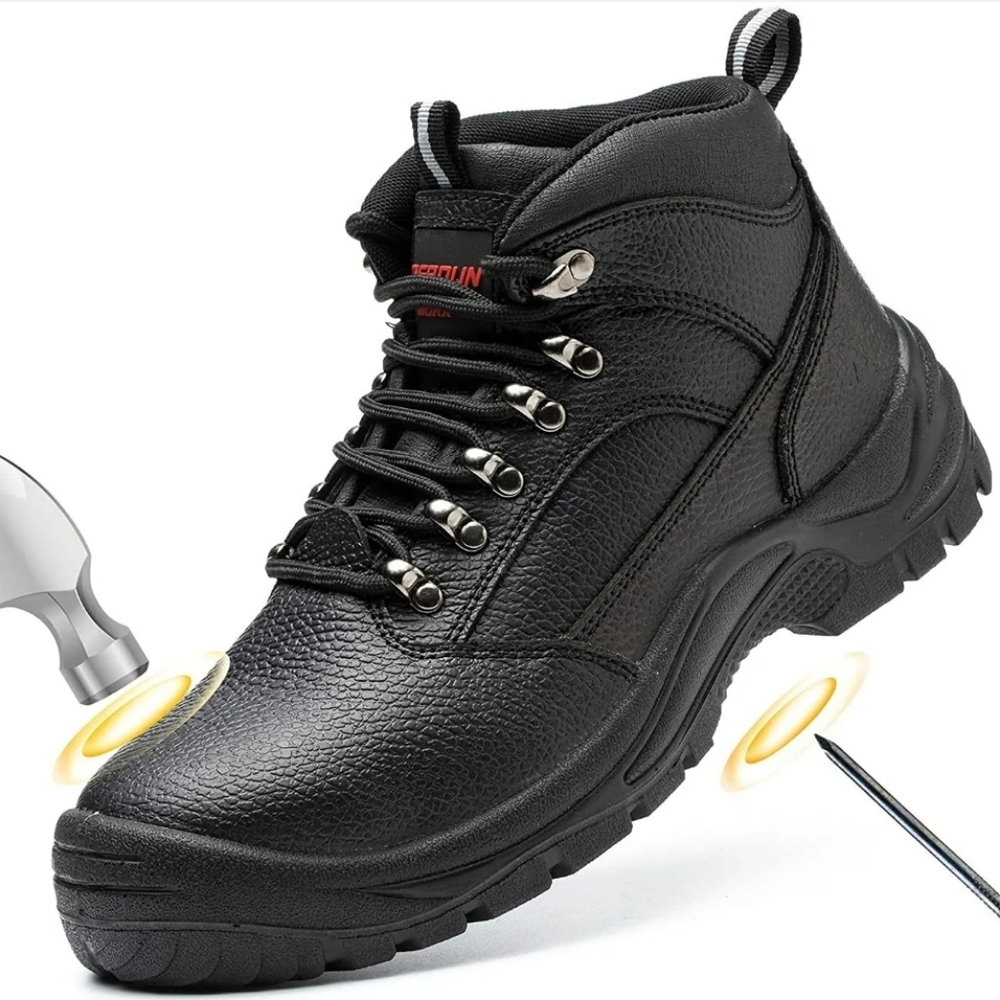 TAERDUN Steel Toe Boots for Men Real Leather Work Safety Shoes, Industrial & Con